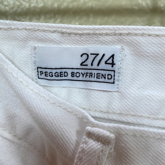 Gap 1969 boyfriend distressed cropped white jeans SZ 4 - Picture 2 of 9